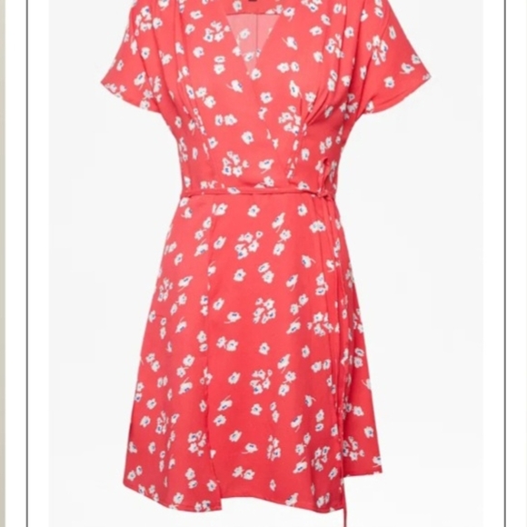 Floral Red Wrap Dress - Picture 1 of 13